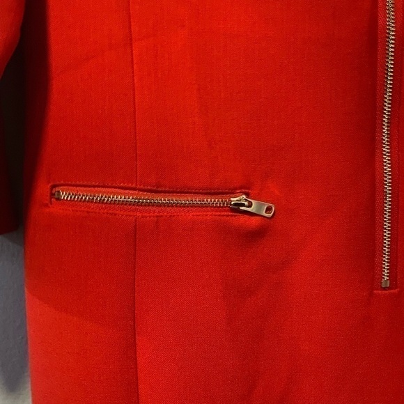 Ann Taylor 3/4” Sleeve Zip Front Knit Shift Red Dress - Picture 6 of 6